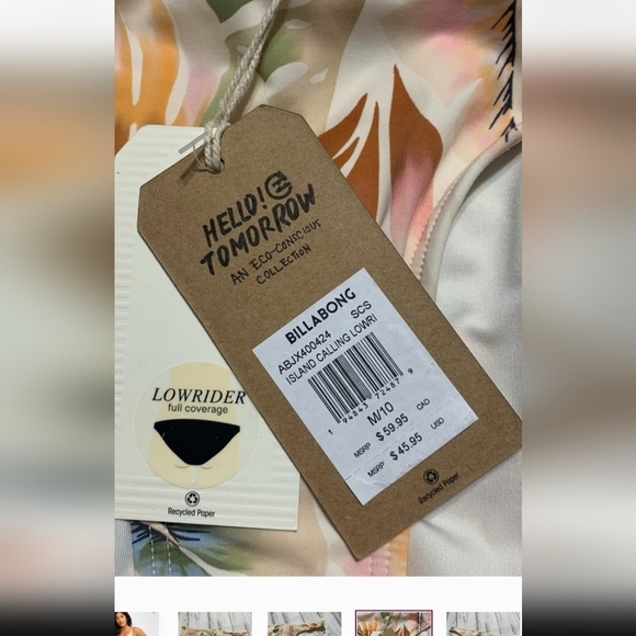 BILLABONG ISLAND CALLING BIKINI BOTTOMS WITH V-NECK BIKINI TOP•M-Top & L-Bottoms - Picture 2 of 12